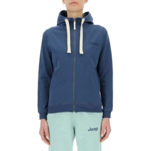 Bluza damska z kapturem Jeep, rozpinana, mały napis JeepCanvas Blue/Deep Blue