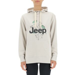 Bluza damska z kapturem Jeep Botanical Print Light Graystone